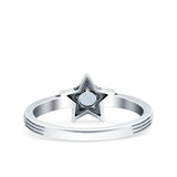 Star Petite Dainty Round Lab Created White Opal Promise Ring Band Oxidized Braided 925 Sterling Silver