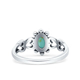 Solitaire Petite Heart Simulated Turquoise Promise Ring Band Oxidized Braided 925 Sterling Silver