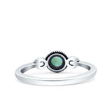 Promise Band Oxidized Round Simulated Turquoise Petite Dainty Ring 925 Sterling Silver