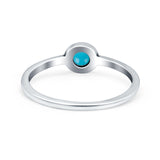 Solitaire Petite Dainty Round Simulated Turquoise Promise Ring Band Oxidized 925 Sterling Silver