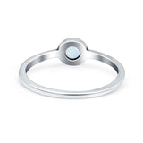 Solitaire Petite Dainty Round Lab Created White Opal Promise Ring Band Oxidized 925 Sterling Silver