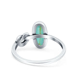 Vintage Style Oval Knot Ring Solid Oxidized Simulated Turquoise 925 Sterling Silver