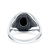 Vintage Style Promise Ring Band Oxidized Simulated Black Onyx 925 Sterling Silver