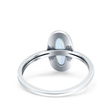 Vintage Style Promise Ring Band Oxidized Lab Created White Opal 925 Sterling Silver