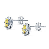 Wedding Stud Earrings Simulated Yellow CZ Round 925 Sterling Silver