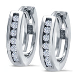 Half Eternity Hoop Earrings Round Simulated CZ 925 Sterling Silver (11mm)