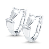 Baby Feet Design Hoop Huggie Plain Earrings 925 Sterling Silver