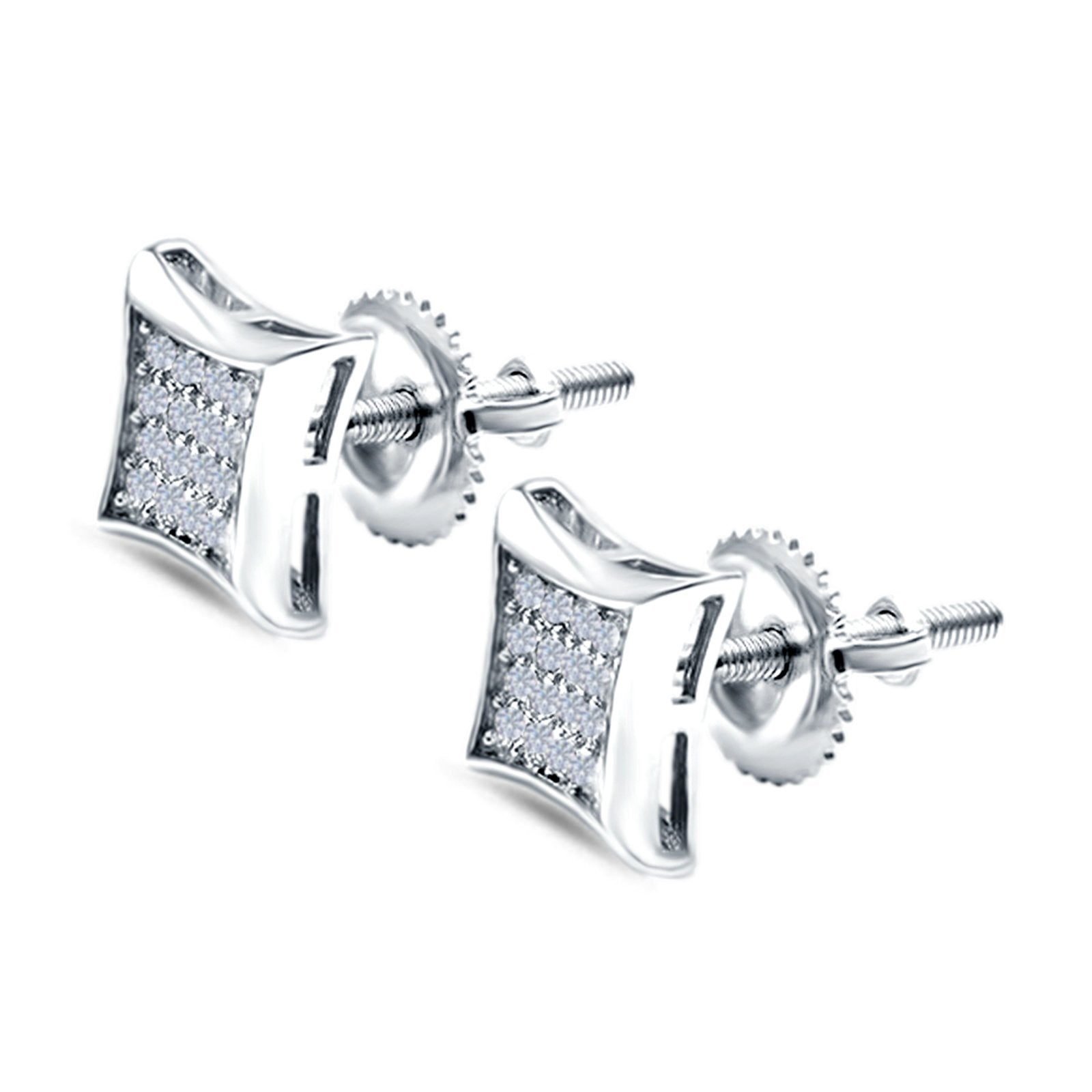 Casting Square Stud Earrings Screw Back .925 Sterling Silver Sizes 2-8mm  Available in 3 Colors!