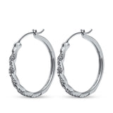 Infinity Twisted Design Simulated Cubic Zirconia Round Hoop Earrings 925 Sterling Silver(3MMX22MM)