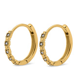 14K Yellow Gold .07ct Diamond Hoop Huggie Earrings
