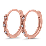 .09ct 14K Rose Gold Diamond Hoop Huggie Earrings