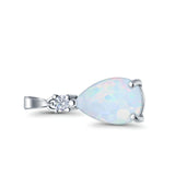 Pear Shape Lab Created White Opal Charm Pendant 925 Sterling Silver (21.5mm)