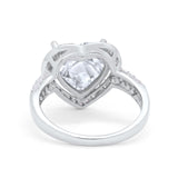 Art Deco Fashion Ring Heart Round Simulated Cubic Zirconia 925 Sterling Silver
