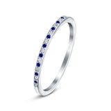 Half Eternity Ring Blue Sapphire Cubic Zirconia 925 Sterling Silver Wholesale