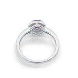 Halo Art Deco Engagement Ring Round Simulated Amethyst CZ 925 Sterling Silver