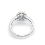 Halo Art Deco Engagement Ring Round Simulated Yellow CZ 925 Sterling Silver