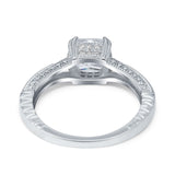 Cushion Cut Art Deco Engagement Ring Simulated Cubic Zirconia 925 Sterling Silver