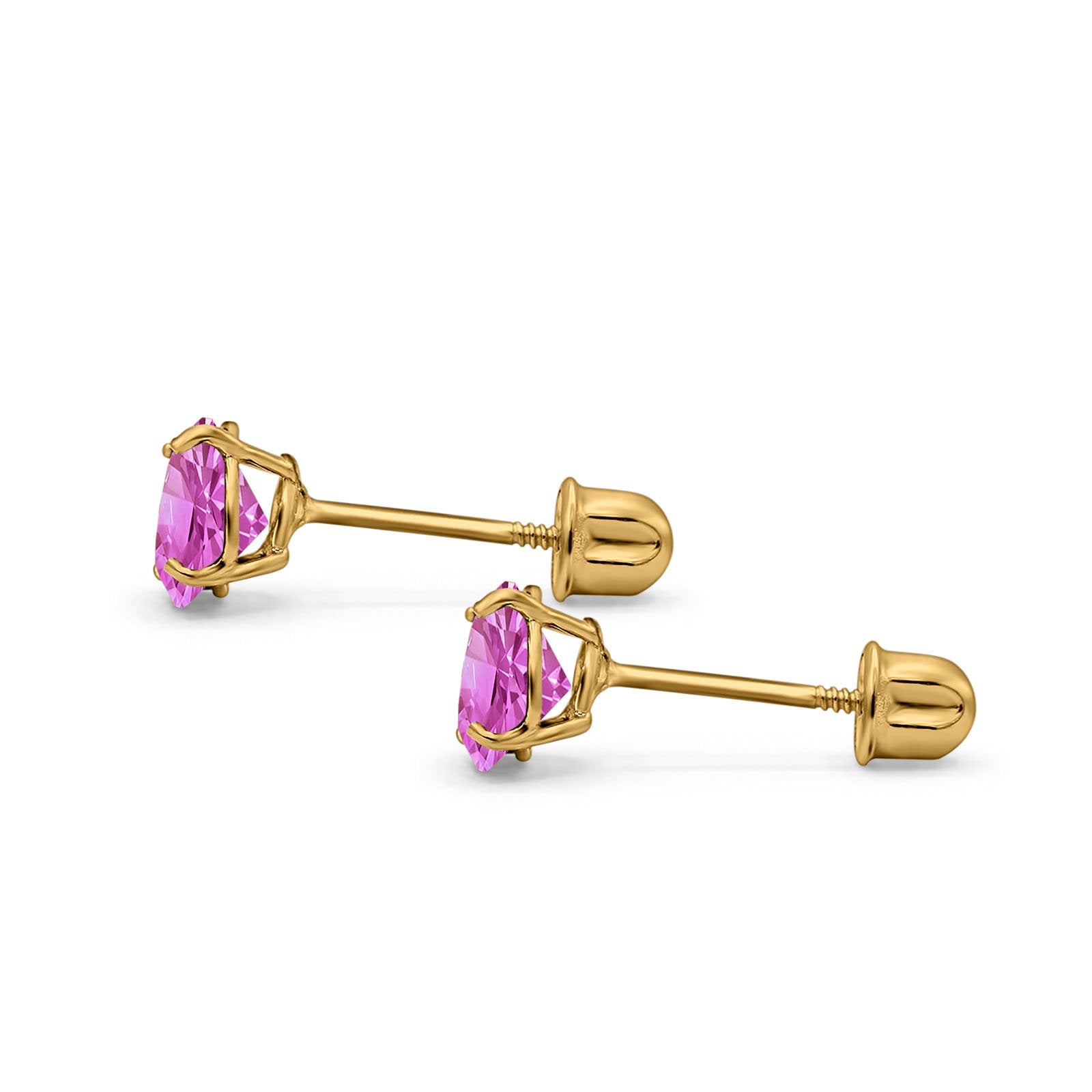 14k Yellow Gold Created Diamond Stud Screw Back Earrings 0.10Ct