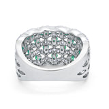 Wide Half Eternity Ring Round Simulated Green Emerald CZ 925 Sterling Silver