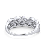 Weave Crisscross Infinity Ring Round Simulated Cubic Zirconia 925 Sterling Silver