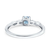 Petite Dainty Wedding Ring Round Simulated Aquamarine CZ 925 Sterling Silver