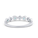 Art Deco Stacking Half Eternity Wedding Ring Simulated Paraiba Tourmaline CZ 925 Sterling Silver