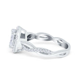 Halo Infinity Shank Engagement Ring Simulated Cubic Zirconia 925 Sterling Silver