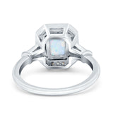 Radiant Cut Wedding Ring Lab Created White Opal Simulated Cubic Zirconia 925 Sterling Silver