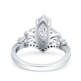 Art Deco Marquise Wedding Bridal Ring Simulated Cubic Zirconia 925 Sterling Silver
