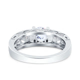Art Deco Wedding Bridal Ring Band Round Simulated Cubic Zirconia 925 Sterling Silver