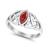 Celtic Bezel Marquise Solitaire Ring Simulated Garnet CZ 925 Sterling Silver