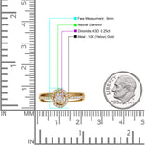 Oval Shaped Halo Cluster Diamond Wedding Ring 10K Yellow Gold 0.25ct Wholesale