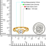 14K Yellow Gold Infinity Shank Princess Cut Engagement Ring Simulated Cubic Zirconia Size-7