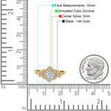 14K Yellow Gold Halo Cluster Floral Round Simulated Cubic Zirconia Wedding Engagement Ring