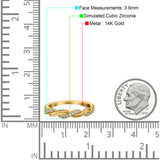 14K Yellow Gold Half Eternity Rope Ring Wedding Engagement Band Round Pave Simulated CZ Size 7
