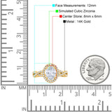 14K Yellow Gold Halo Infinity Shank Oval Solid Bridal Simulated CZ Wedding Engagement Ring Size 7