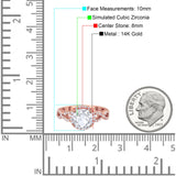 14K Rose Gold Halo Infinity Round Bridal Simulated CZ Wedding Engagement Ring Size 7