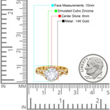 14K Yellow Gold Halo Infinity Round Bridal Simulated CZ Wedding Engagement Ring Size 7