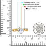 14K Yellow Gold Twisted Heart Shank Promise Simulated CZ Wedding Engagement Ring Size 7