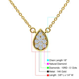 14K Yellow Gold 0.12ct Round Shape Diamond Solitaire Pendant Chain Necklace 18" Long