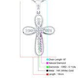 14K White Gold 0.11ct Round Shape Diamond Filigree Star Pendant Chain Necklace 18" Long