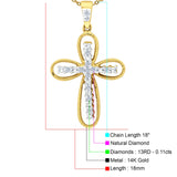 14K Yellow Gold 0.11ct Round Shape Diamond Filigree Star Pendant Chain Necklace 18" Long