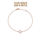 14K Rose Gold 0.067ct Fancy Round O Bracelet Solid 8mm G SI Natural Diamond Engagement Wedding Bracelet
