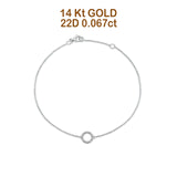 14K White Gold 0.067ct Fancy Round O Bracelet Solid 8mm G SI Natural Diamond Engagement Wedding Bracelet