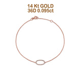 14K Rose Gold 0.095ct Oval O Bracelet Solid 8mm G SI Natural Diamond Engagement Wedding Bracelets