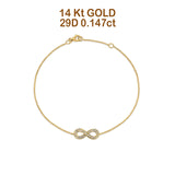 14K Yellow Gold 0.147ct Round Infinity Bracelet Solid 7mm G SI Natural Diamond Engagement Wedding Bracelets