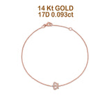14K Rose Gold 0.093ct Round Dainty Crown Bracelet Solid 9mm G SI Natural Diamond Engagement Wedding Bracelets