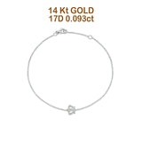 14K White Gold 0.093ct Round Dainty Crown Bracelet Solid 9mm G SI Natural Diamond Engagement Wedding Bracelets