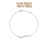 14K White Gold 0.192ct Diamond Wave Bar Bracelet Solid 26mm G SI Natural Diamond Engagement Wedding Bracelets