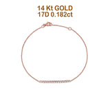 14K Rose Gold 0.182ct Diamond Bar Bracelet Solid 26mm G SI Natural Diamond Engagement Wedding Bracelets